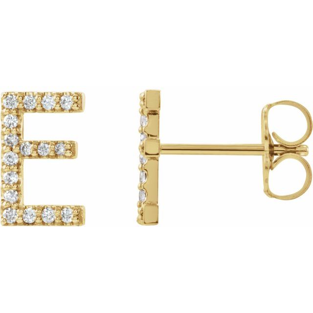 14K Rose Natural Diamond Initial L Earring