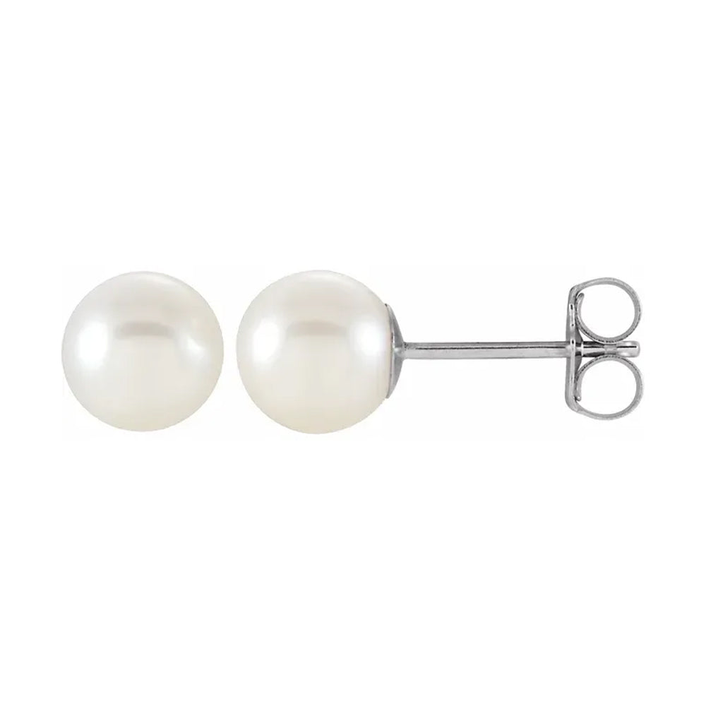 DFJ 14 Karat White Gold 3.5x4mm Akoya Pearl Earrings