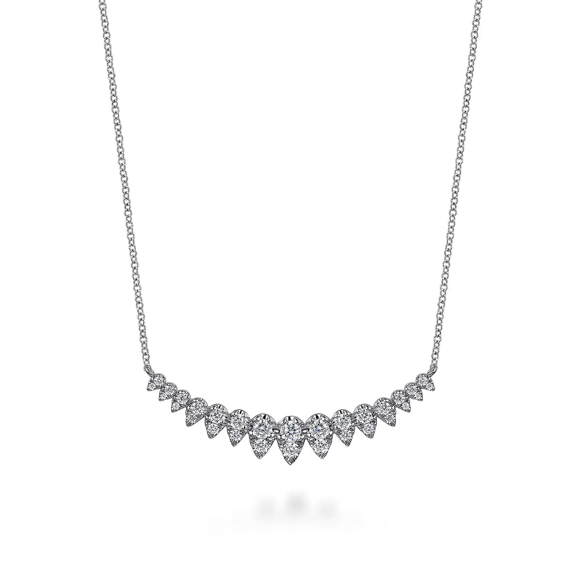 Gabriel &amp; Co. 14K White Gold Graduating Pear Shape Inspired Diamond Bar Necklace