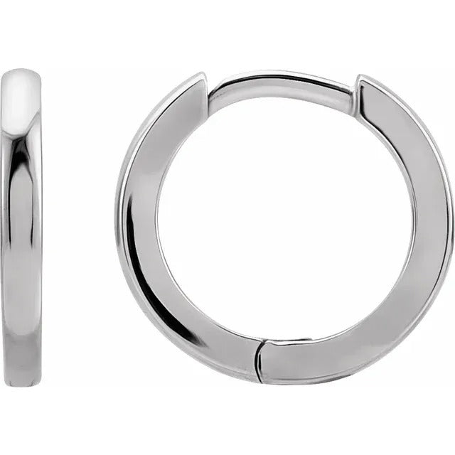 DFJ 14 Karat White Gold Huggies Earrings