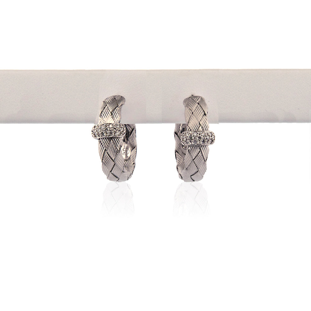 DFJ 18 Karat White Gold Pave Set Diamond Earrings, 0.26tw