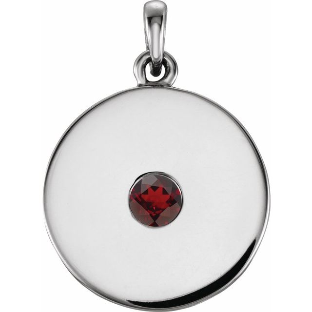 14K Rose Natural Mozambique Garnet Disc Pendant