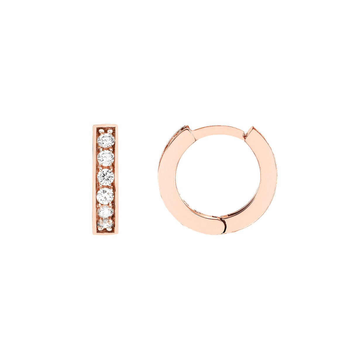DFJ 14 Karat Rosé Gold Channel Prong Set Diamond Earrings, 0.125tw