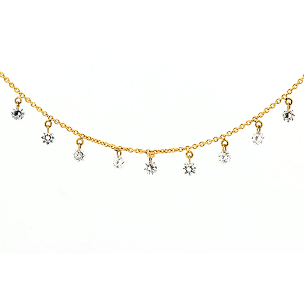 DFJ 18 Karat Yellow Gold Raindrop Diamond Necklace