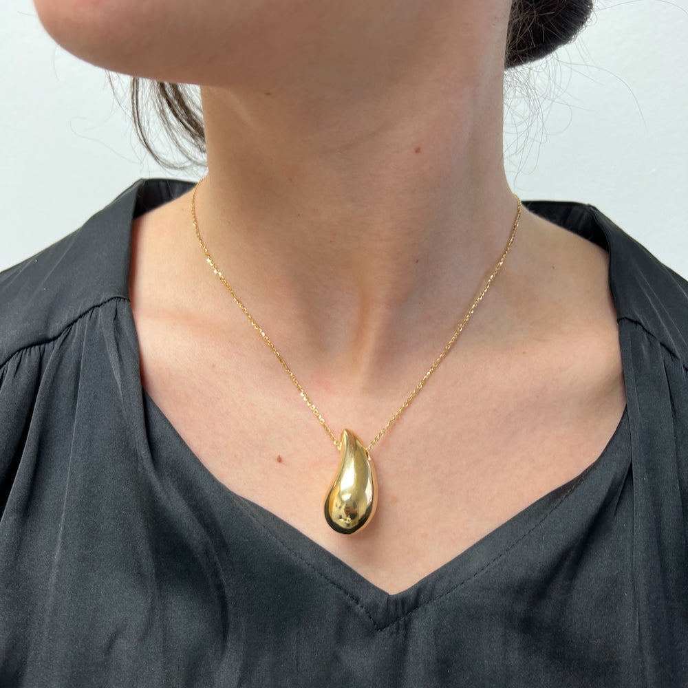 DFJ 14 Karat Yellow Gold Polished Teardrop Necklace