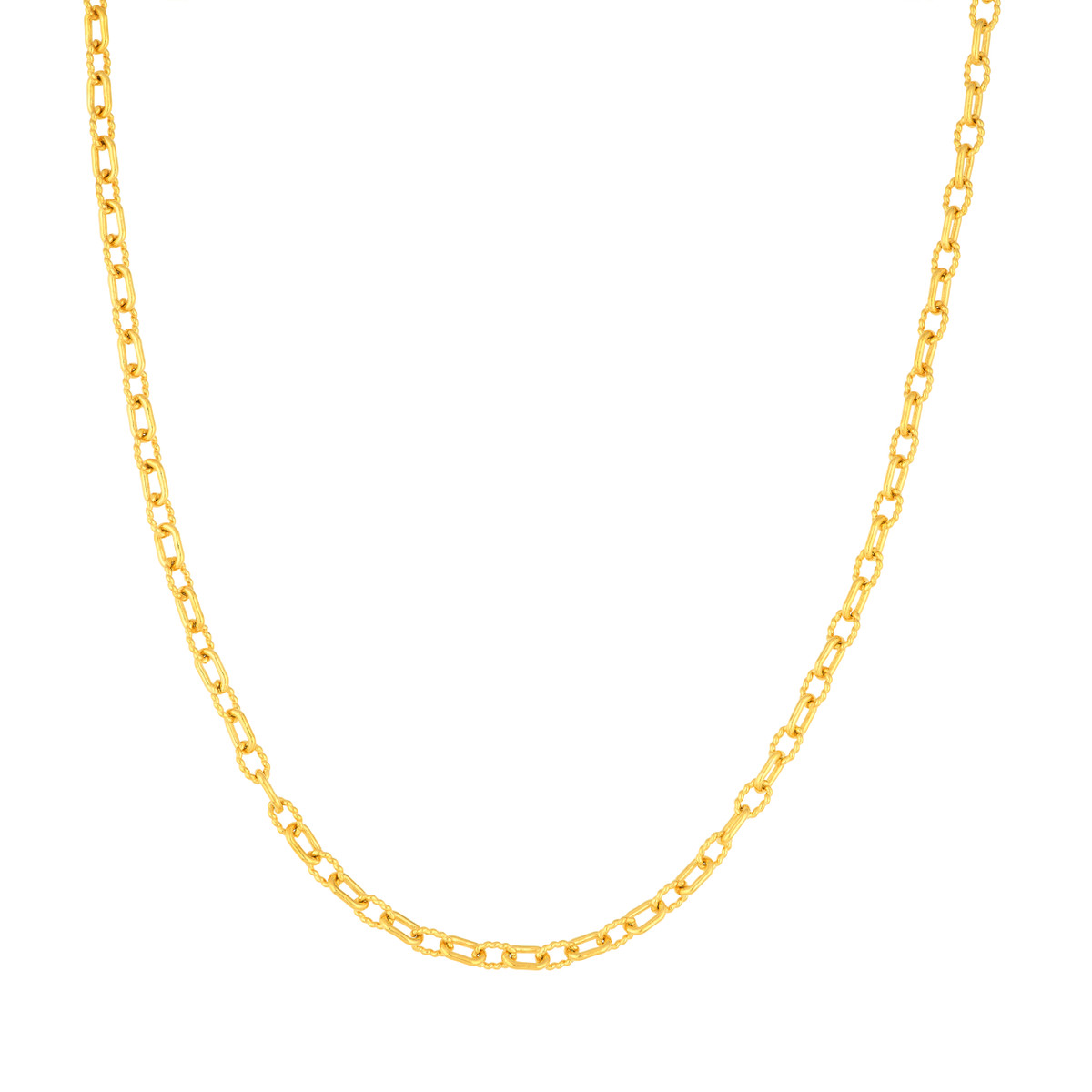 DFJ 14 Karat Yellow Gold Milgrain &amp; Polished Cable Necklace