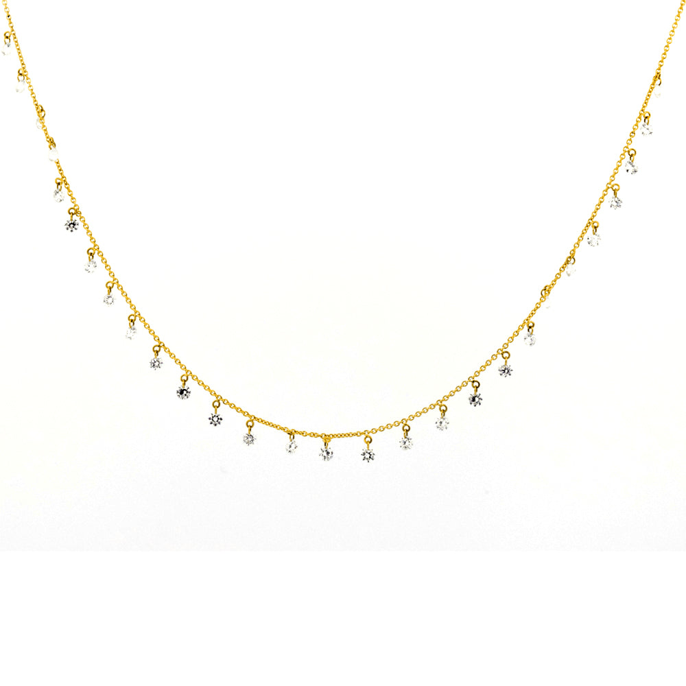 DFJ 18 Karat Yellow Gold Raindrop Diamond Necklace
