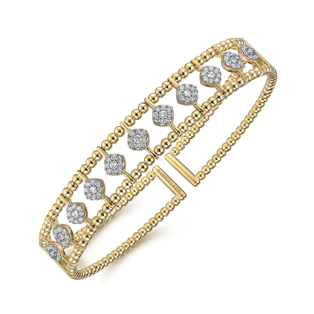 Gabriel &amp; Co. 14 Karat Yellow Gold Bujukan Diamond Cuff 0.7TWT