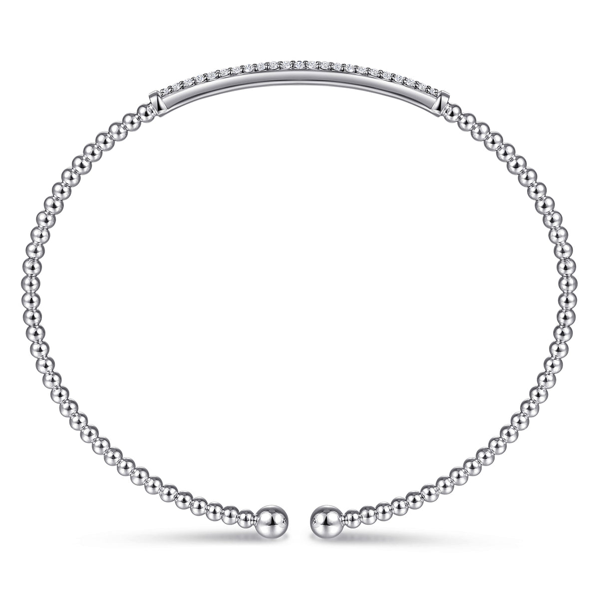 Gabriel &amp; Co. 14 Karat White Gold Bujukan Diamond Bar Split Cuff 0.34TWT