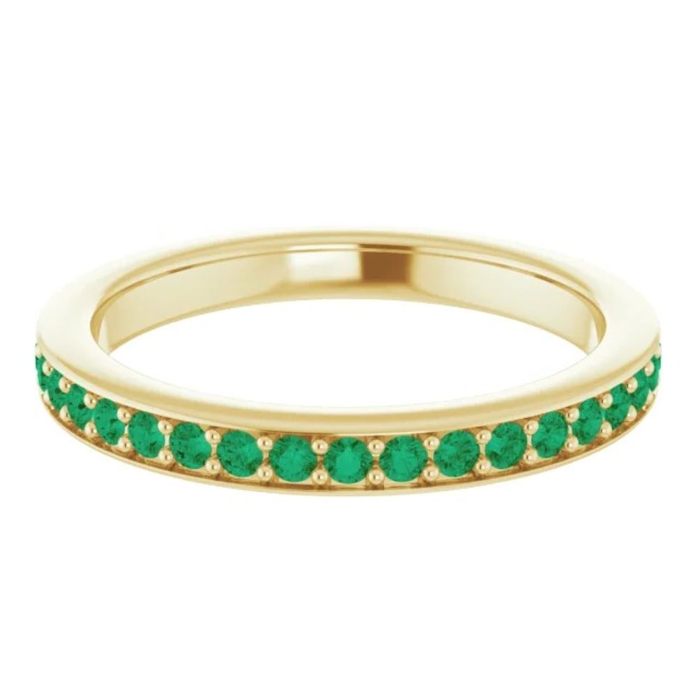 DFJ 14 Karat Yellow Gold Emerald Eternity Band