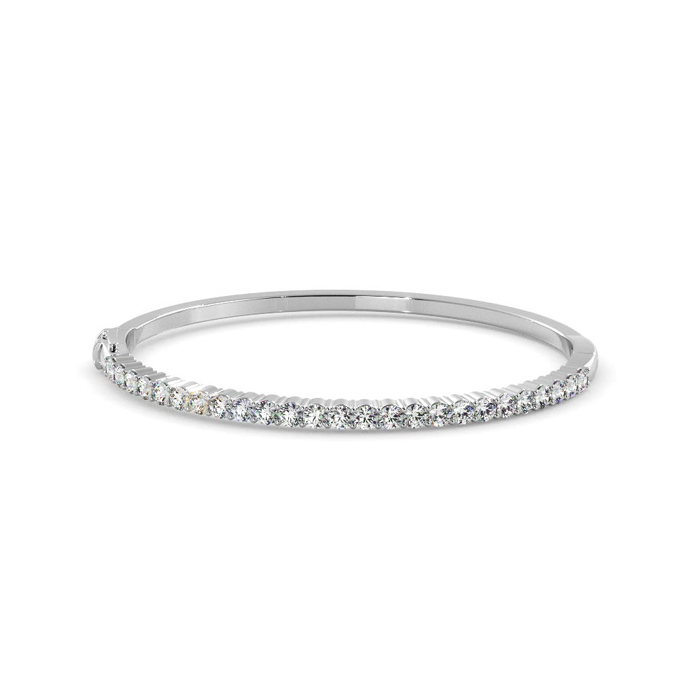 DFJ 14 Karat White Gold Classic Diamond Bangle Bracelet 2.43TWT