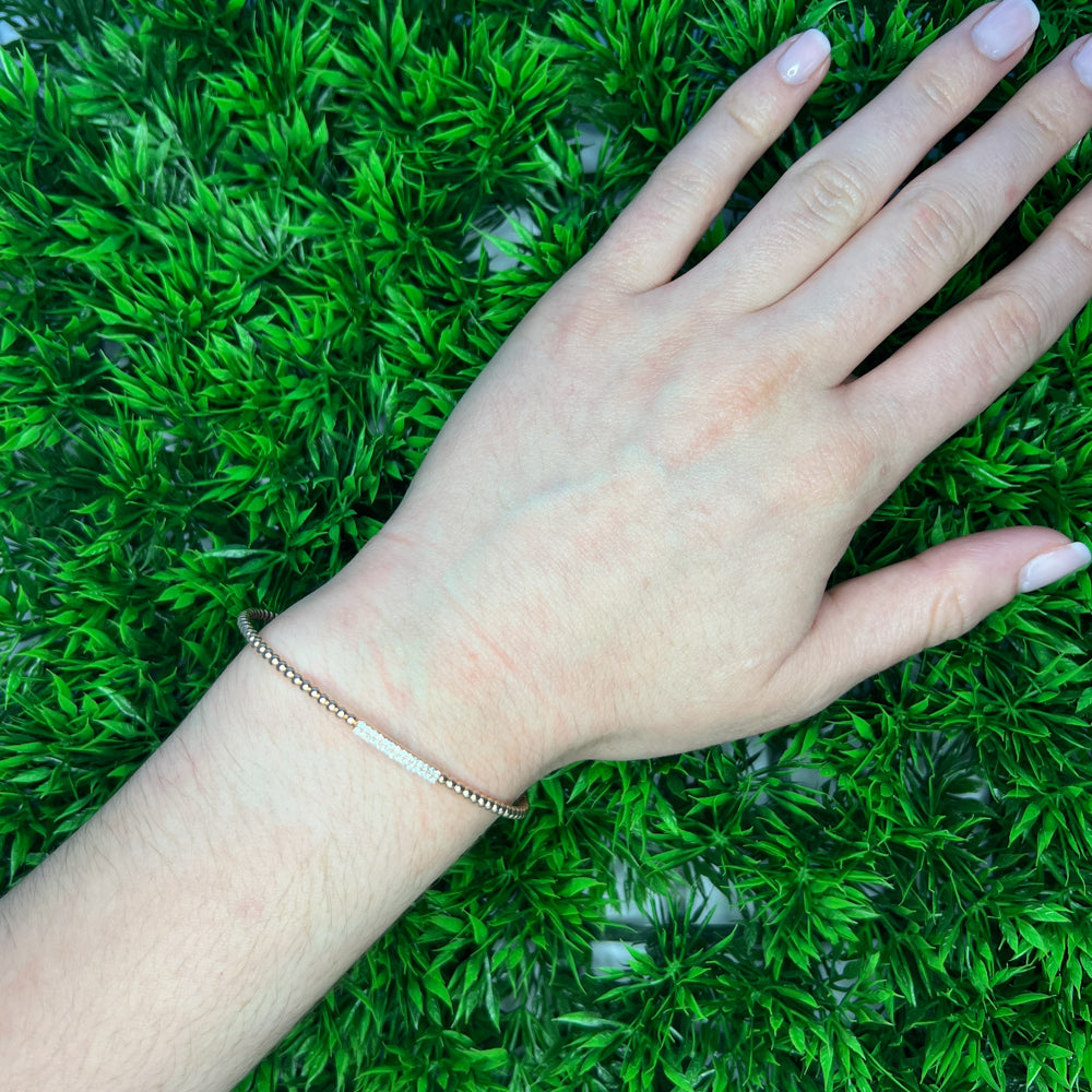 Gabriel &amp; Co. 14 Karat Rosé Gold Bujukan Bead Bangle with Diamonds 0.13TWT