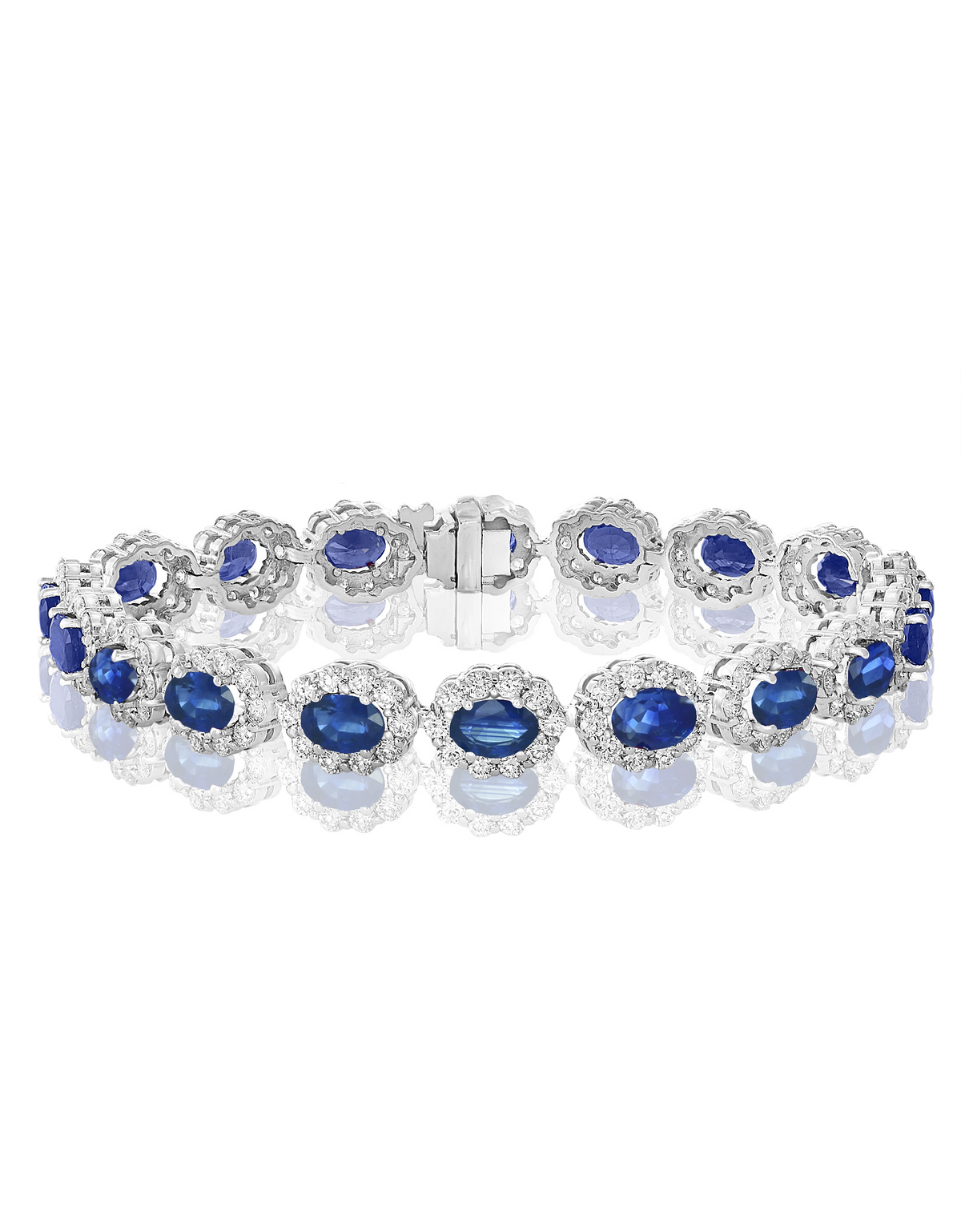 DFJ 14 Karat White Gold Sapphires & Diamonds Bracelet