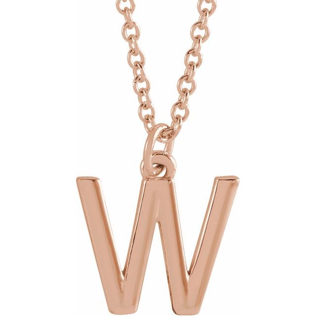 14K Rose Initial W Dangle Necklace