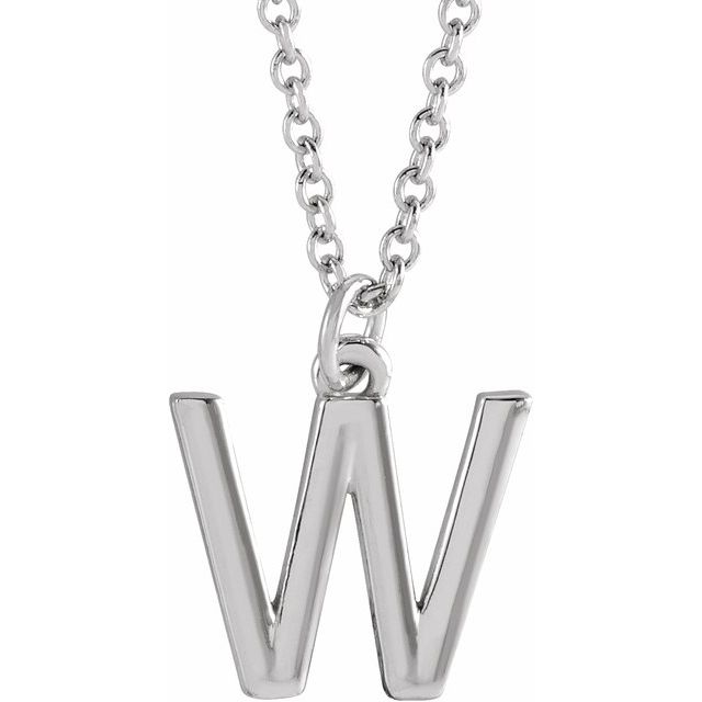 14K Rose Initial W Dangle Necklace