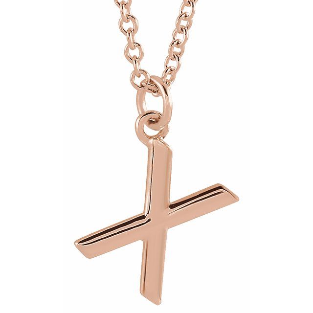 14K Rose Initial X Dangle Necklace