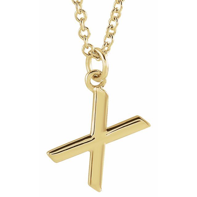 14K Rose Initial X Dangle Necklace