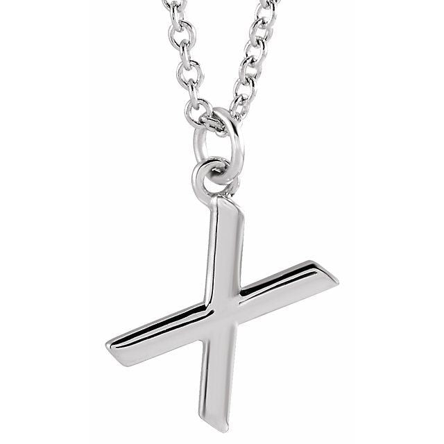 14K Rose Initial X Dangle Necklace