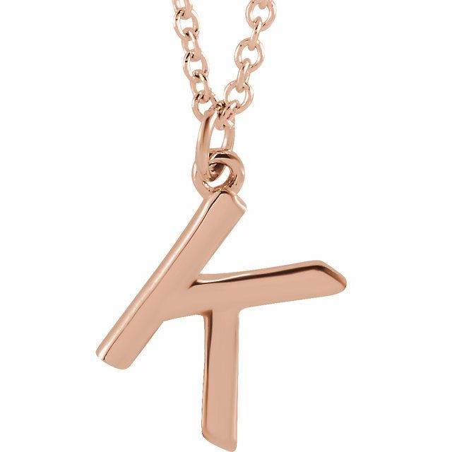 14K Rose Initial K Dangle Necklace