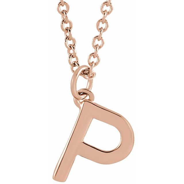 14K Rose Initial P Dangle Necklace