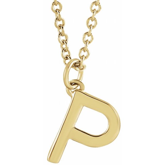 14K Rose Initial P Dangle Necklace