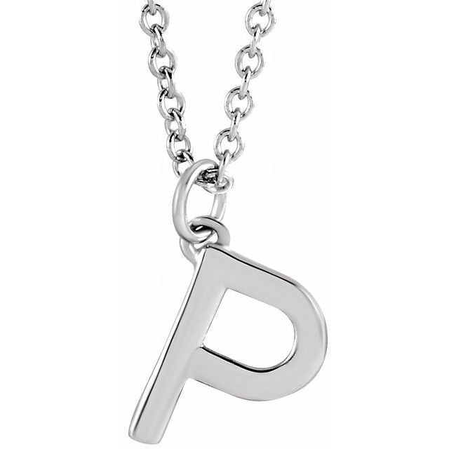 14K Rose Initial P Dangle Necklace