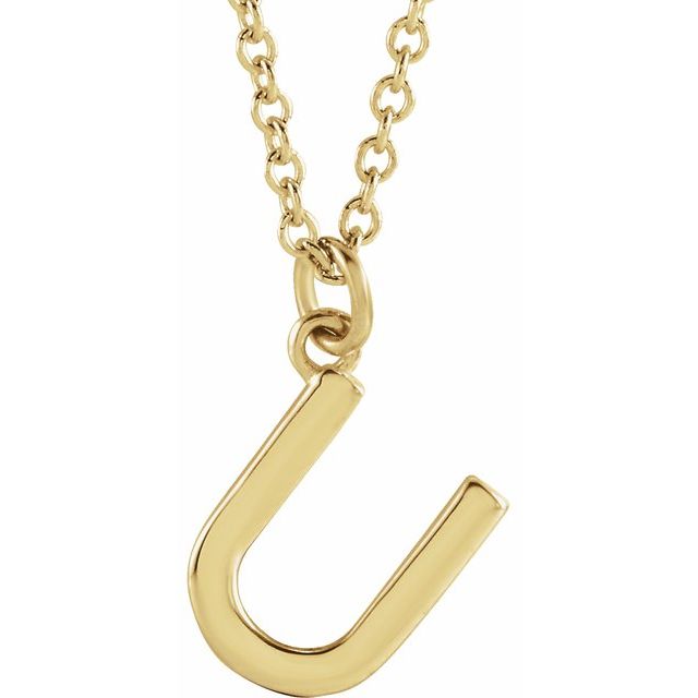 14K Rose Initial U Dangle Necklace