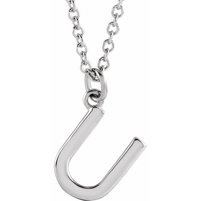 14K Rose Initial U Dangle Necklace