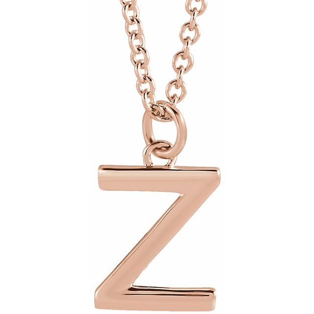 14K Rose Initial Z Dangle Necklace