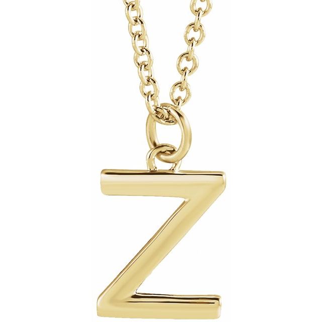 14K Rose Initial Z Dangle Necklace