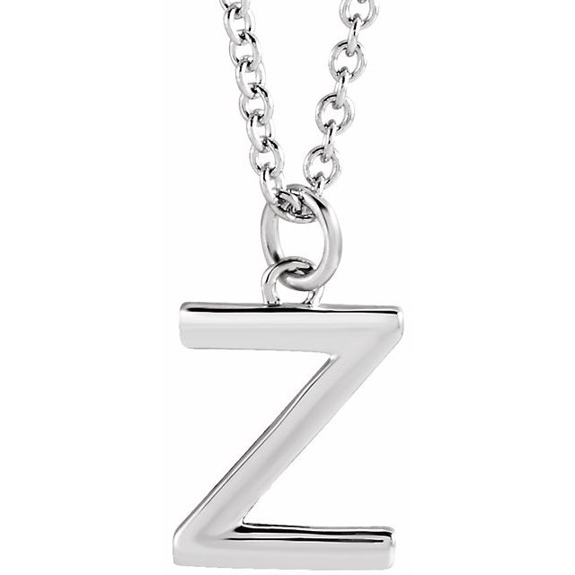 14K Rose Initial Z Dangle Necklace