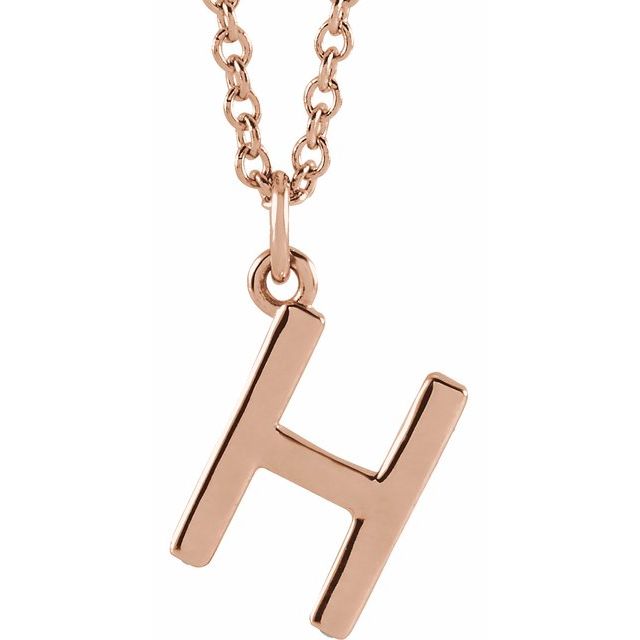 14K Rose Initial H Dangle Necklace