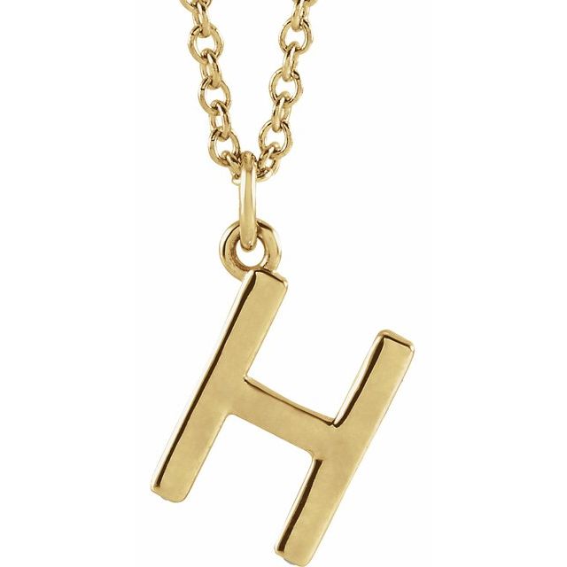 14K Rose Initial H Dangle Necklace
