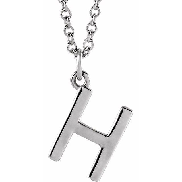 14K Rose Initial H Dangle Necklace