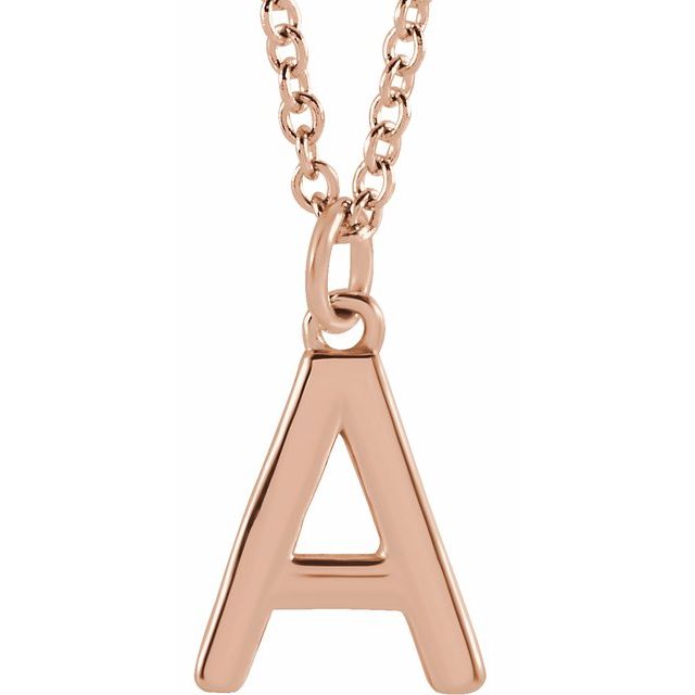 14K Rose Initial A Dangle Necklace
