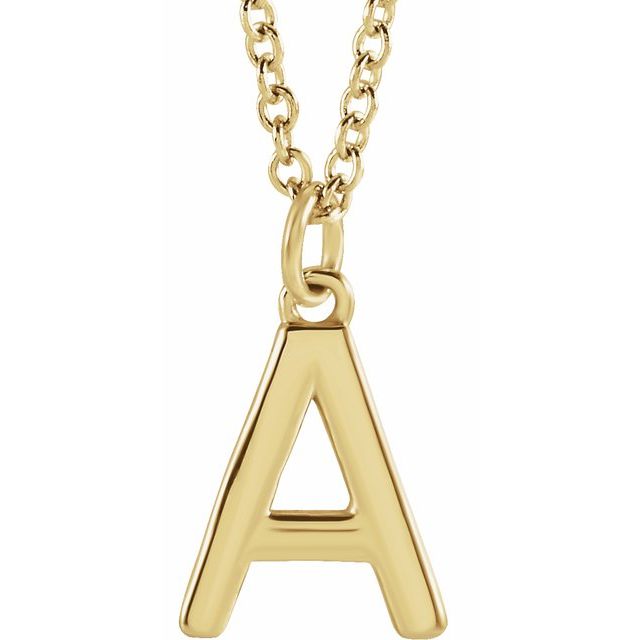 14K Rose Initial A Dangle Necklace