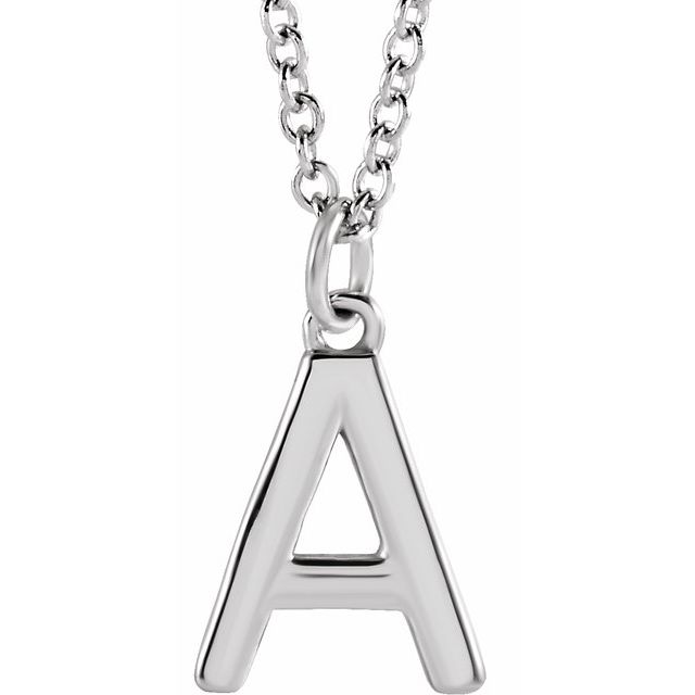 14K Rose Initial A Dangle Necklace