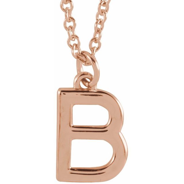 14K Rose Initial B Dangle Necklace