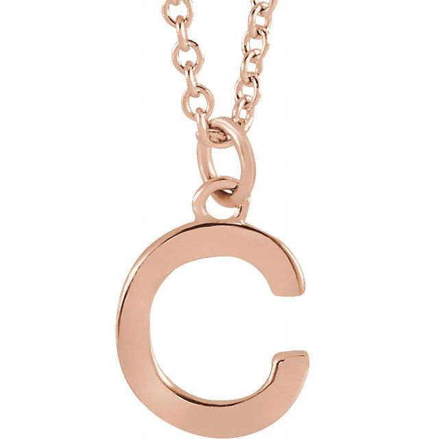 14K Rose Initial C Dangle Necklace