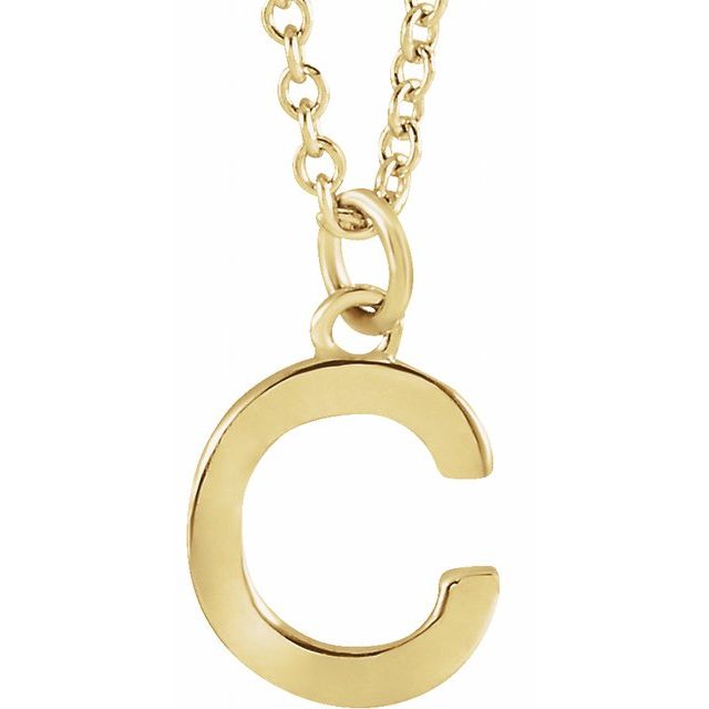 14K Rose Initial C Dangle Necklace