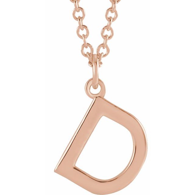 14K Rose Initial D Dangle Necklace