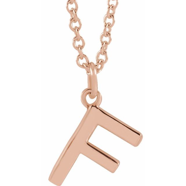 14K Rose Initial F Dangle Necklace