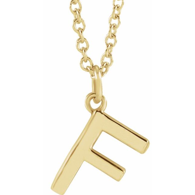 14K Rose Initial F Dangle Necklace