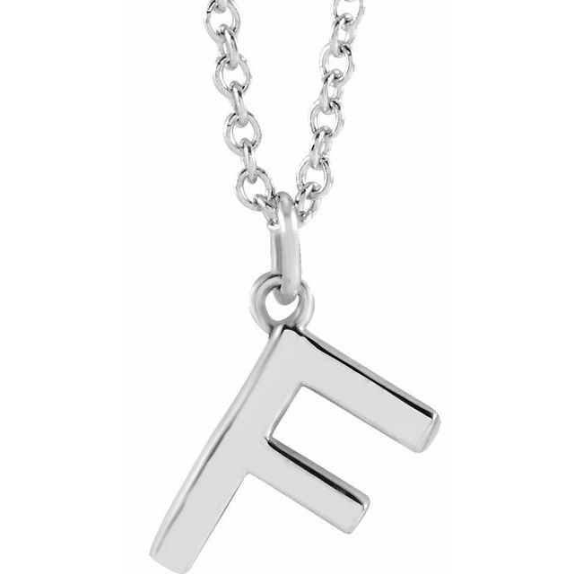 14K Rose Initial F Dangle Necklace