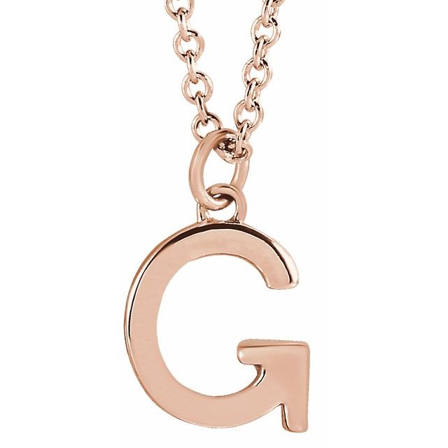 14K Rose Initial G Dangle Necklace