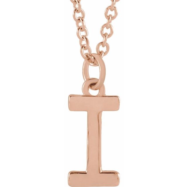 14K Rose Initial I Dangle Necklace