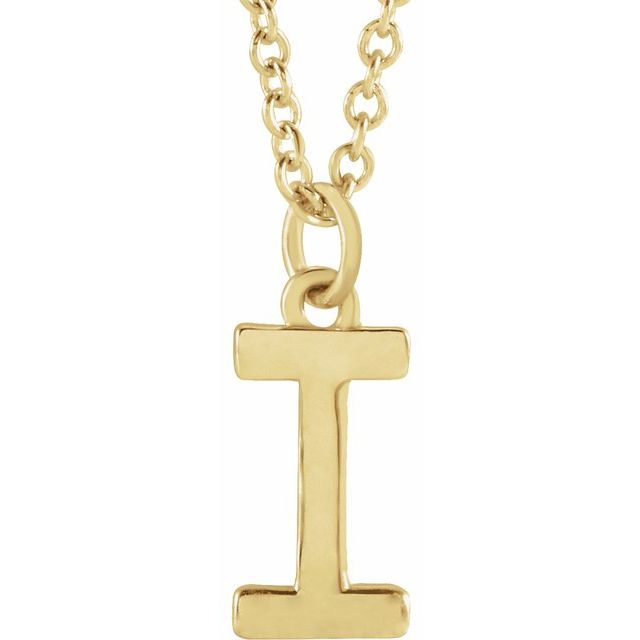 14K Rose Initial I Dangle Necklace