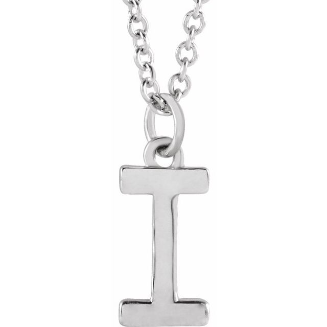 14K Rose Initial I Dangle Necklace
