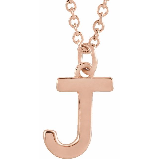 14K Rose Initial J Dangle Necklace
