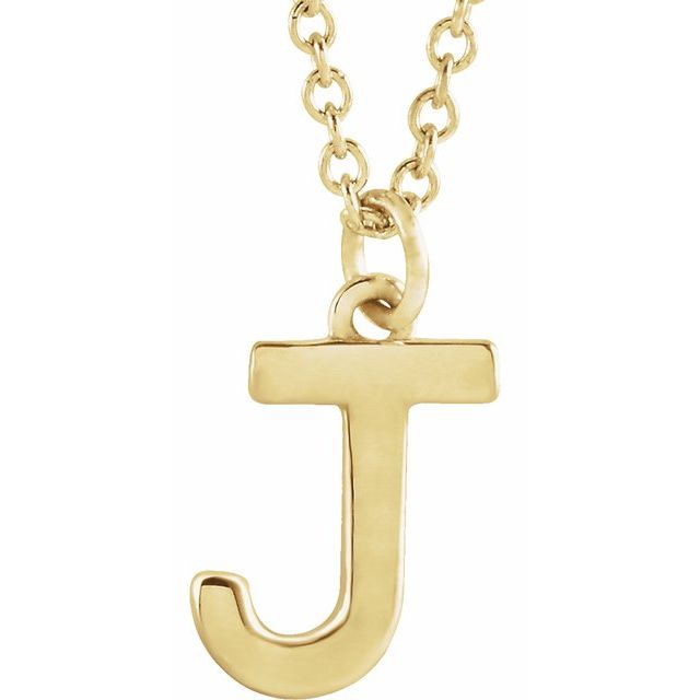 14K Rose Initial J Dangle Necklace
